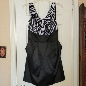 Zebra Print Satin Dress, Size 13